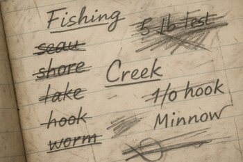 Лист с исправлениями в дневнике лежит на столе рядом с приманкой