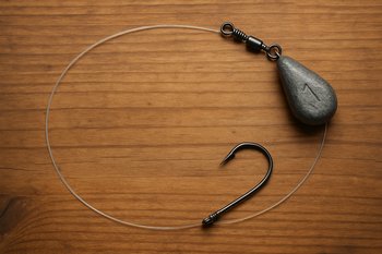 Готовый монтаж с узлом лежит на столе рядом с ножницами